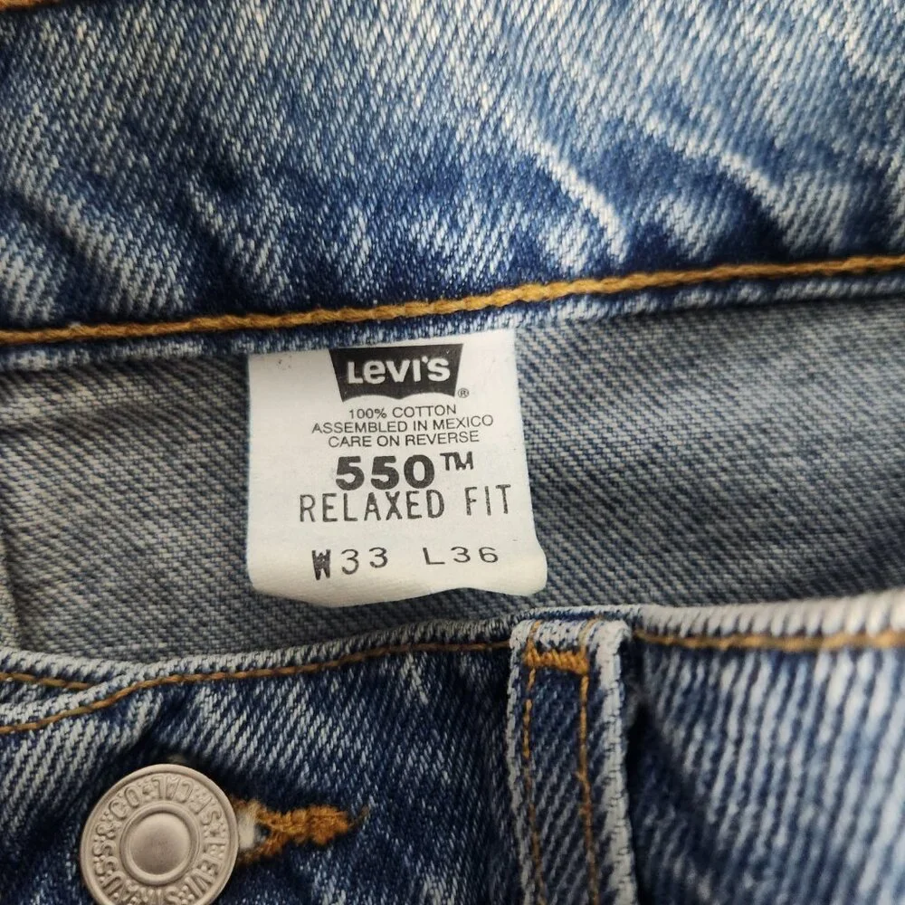 Levis 550 Red Tab VTG 80s Jeans New Men 33x36 Blue Medium Wash Faded Relaxed Fit
